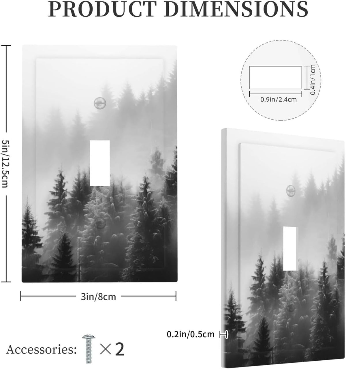Foggy Forest Natural Scenery Retro Tree Pine Decorative Light Switch Cover 1 Gang Single Toggle