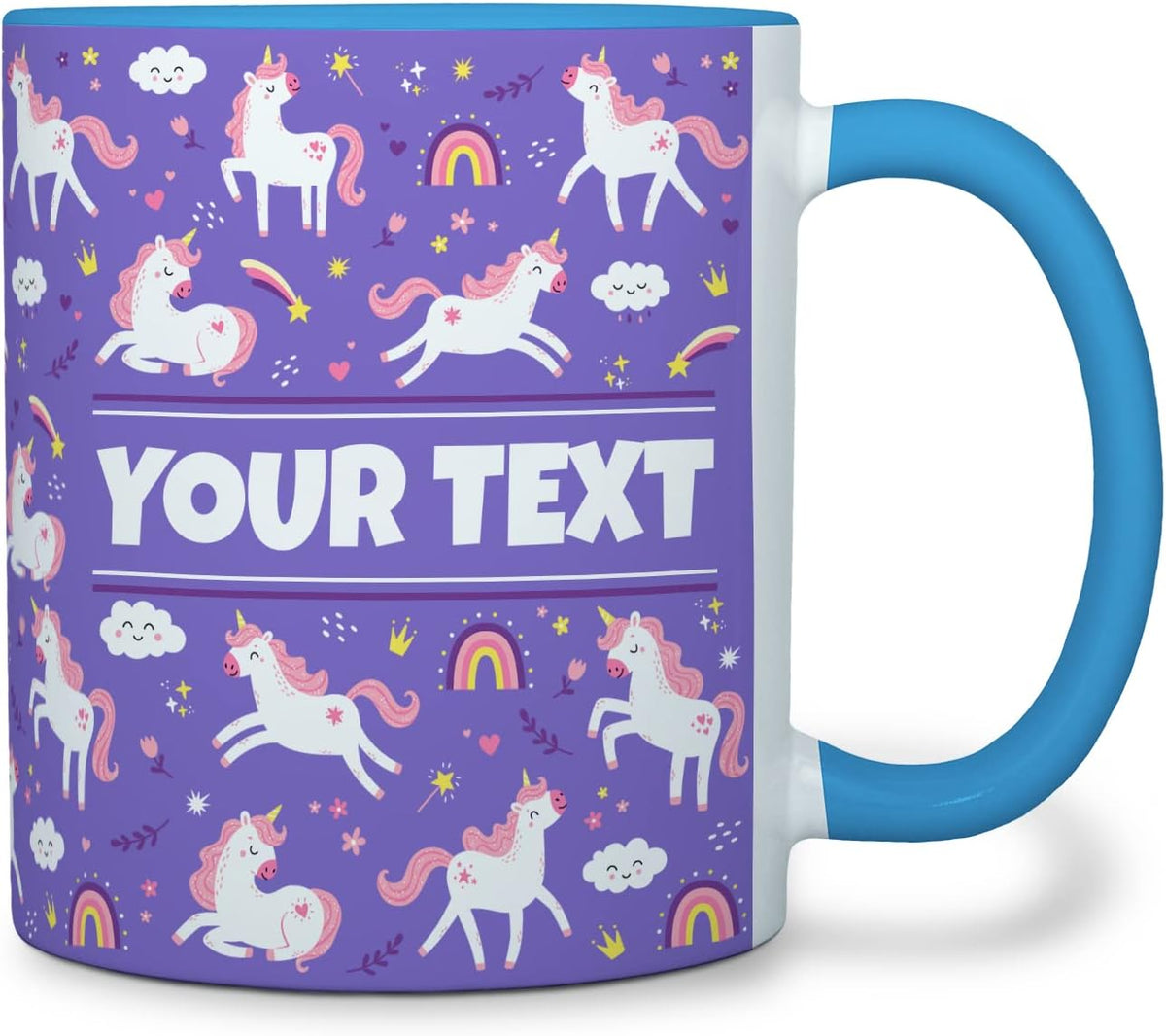 Personalized Mug for Kids - Purple Unicorn - Custom Name/Text, Ceramic Hot Chocolate/Cocoa/Coffee