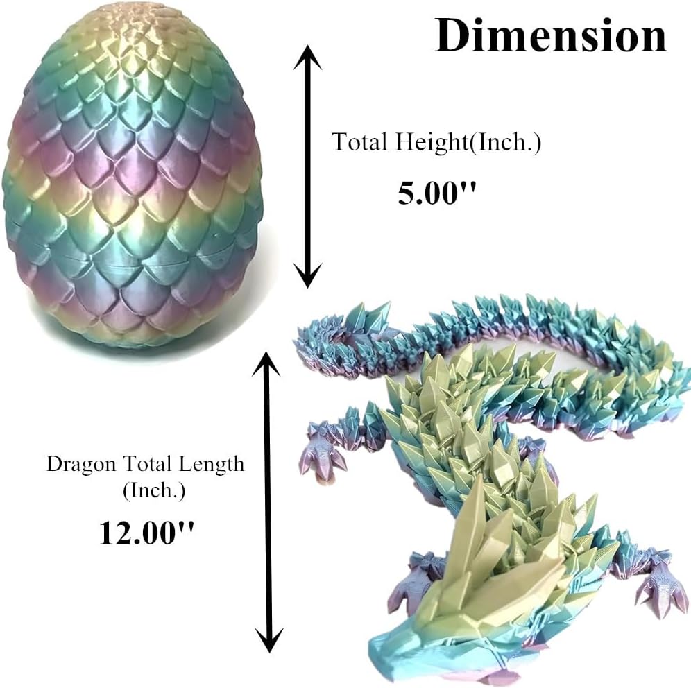 3D Printed Dragon Fidget Toys Dragon Egg 12inch Flexible Dragon Toy 3D Printed Dragon Egg with