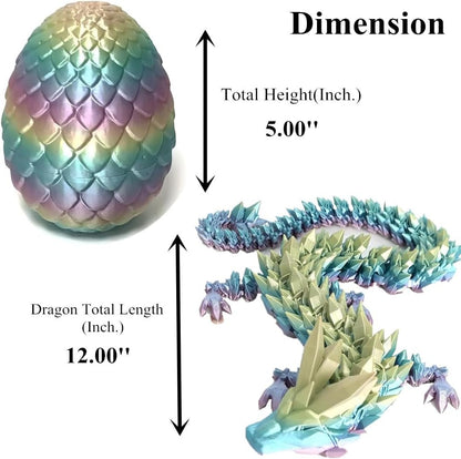 3D Printed Dragon Fidget Toys Dragon Egg 12inch Flexible Dragon Toy 3D Printed Dragon Egg with