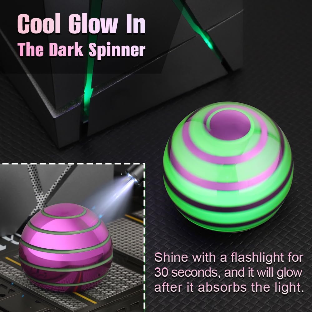 Luminous Desk Spinning Ball Toys for Kids Adults, Metal Optical Illusion Fidget Spinner Kinetic