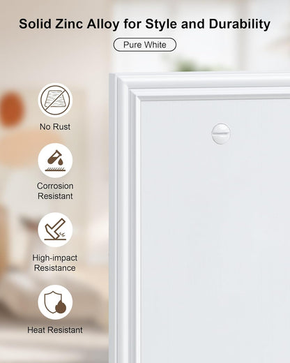 2-Pack Single Blank Wall Plates, Durable Solid Zinc Alloy Blank Outlet Covers, Decorative Pure