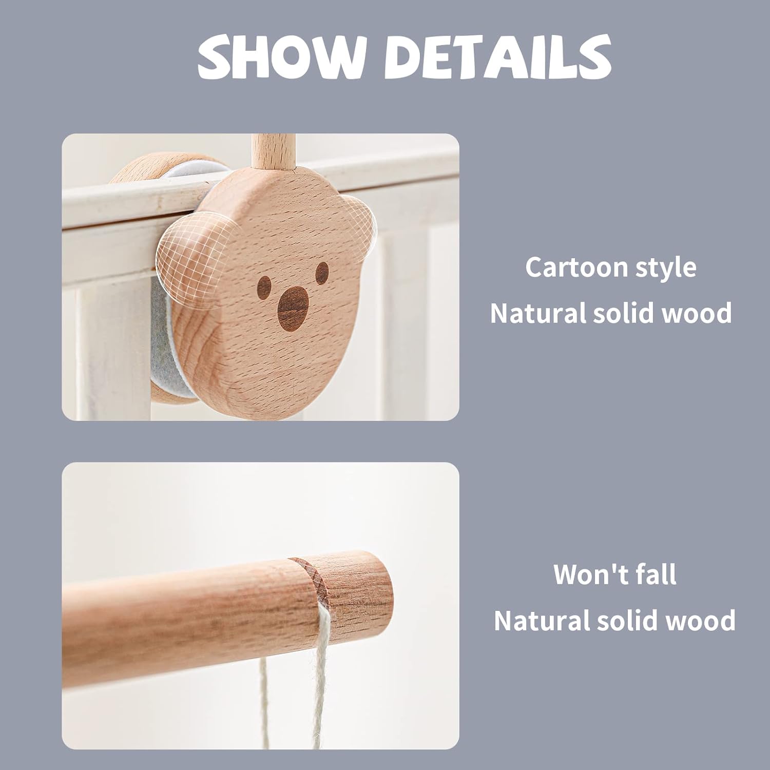 Baby Crib Mobile Arm,HBM Wooden Mobile Arm for Crib Mobile Hanger for Crib Baby Girl Nursery Decor