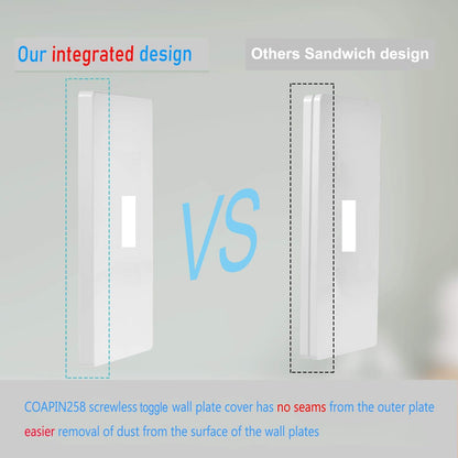 1-Gang Screwless Toggle Switch Wall Plate Cover Toggle Switch Outlet Electrical Faceplate for Light