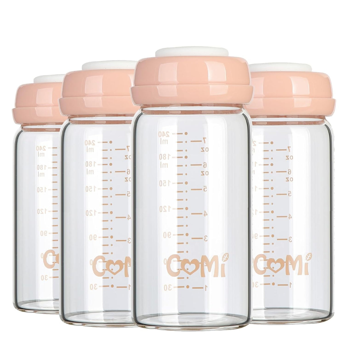 COMI Wide Neck Glass Breastmilk Collection n Storage Bottle, 8oz with Screw Ring Sealing Disk;