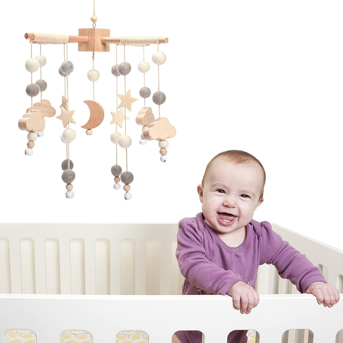 Baby Mobile for Crib | Baby Crib Nursery Mobile Star Moon for Baby Boys and Girls | Boho Nursery