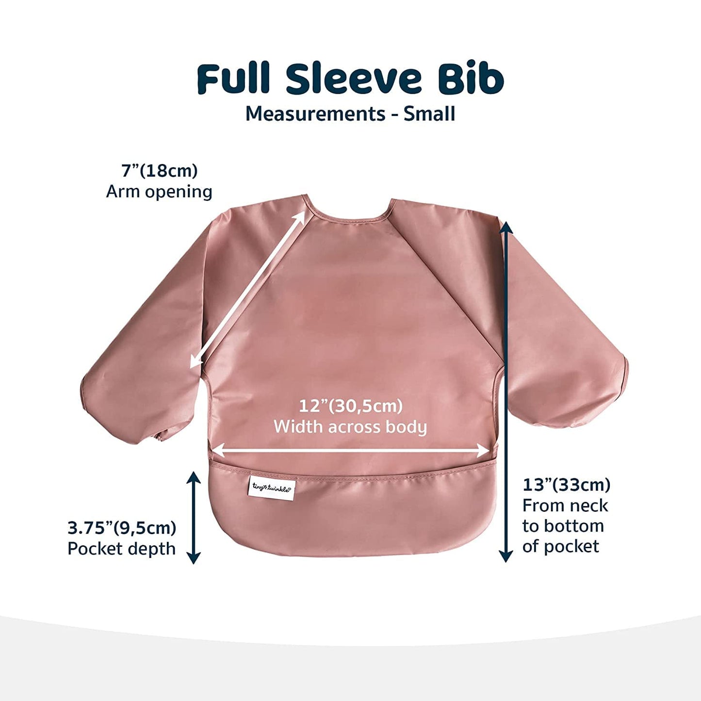 Tiny Twinkle Mess Proof Baby Bibs, 2pk Waterproof Smock Baby Bibs for Eating, Machine Washable Long