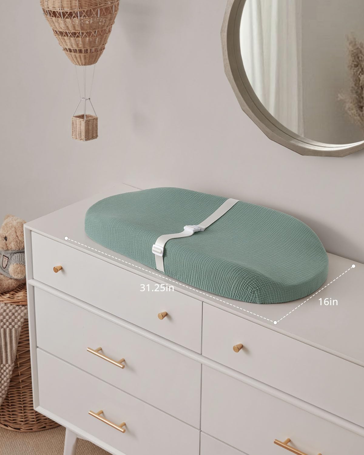 Blissful Diary Muslin Baby Changing Pad with Waterproof Lining Foam, Diaper Changing Table Pad with