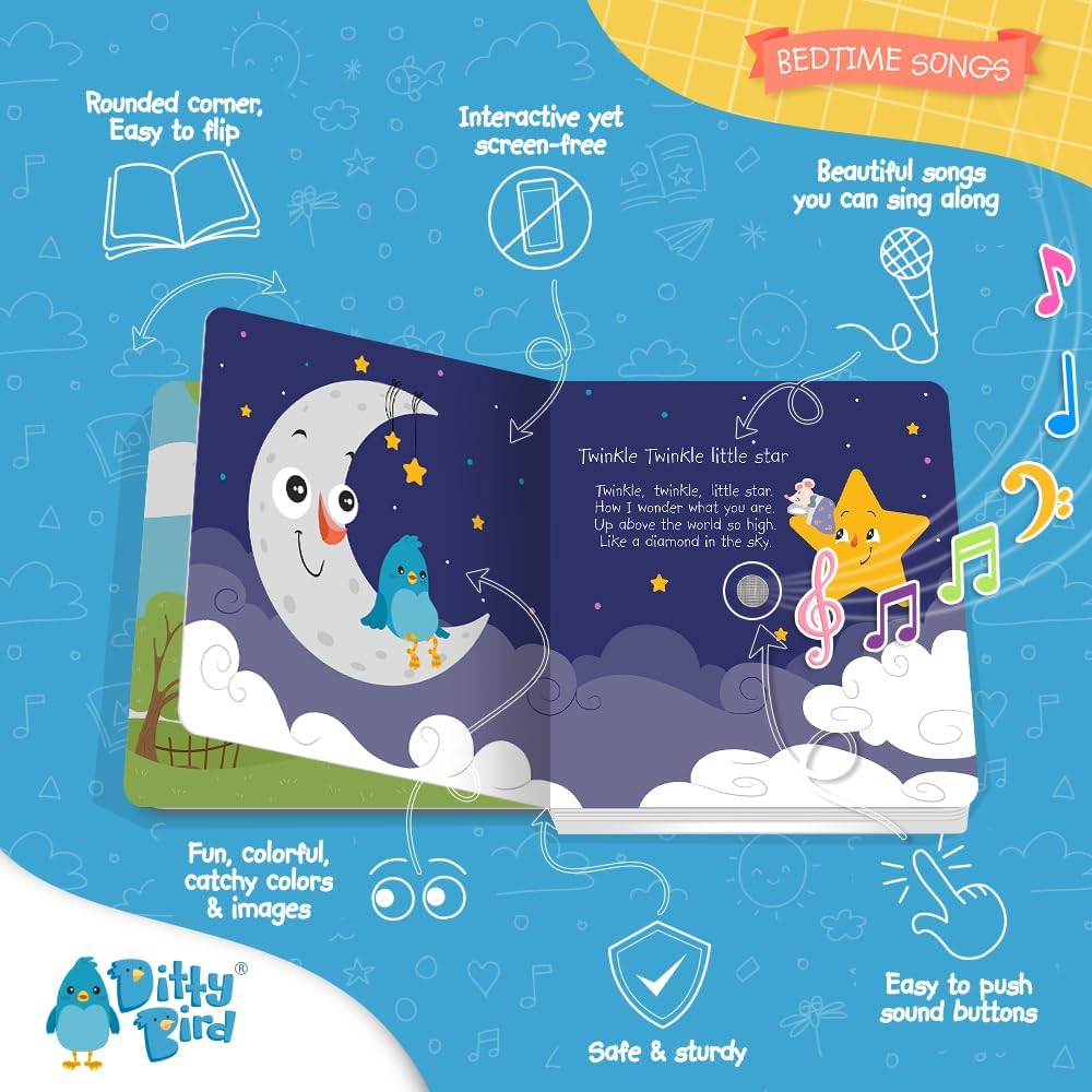 Ditty Bird Musical Books for Toddlers | Interactive Nursery Rhymes Book with Sound | Old