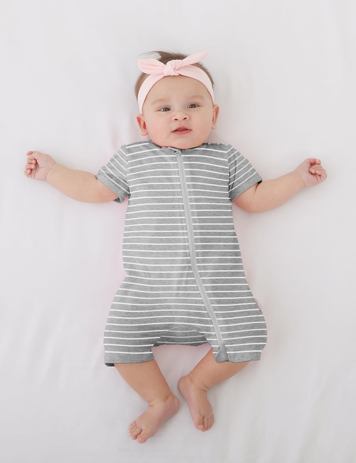 Jimonda Baby Rompers Cotton Baby Boys Baby Girls Short Sleeve Sleepers Pjs Two Way Zipper One-piece