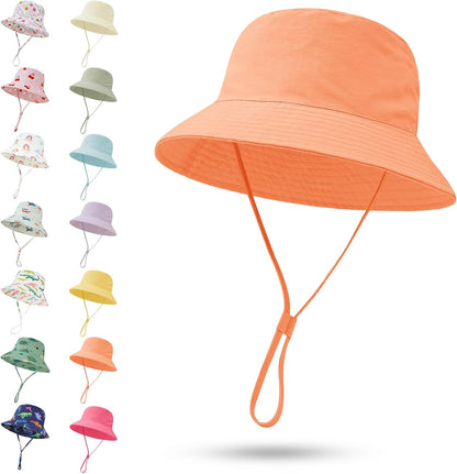 Baby Sun Hat 0-6 Years Toddler Boys Girls Adjustable Bucket Hats Kids Bucket Hats UPF 50+ Wide Brim