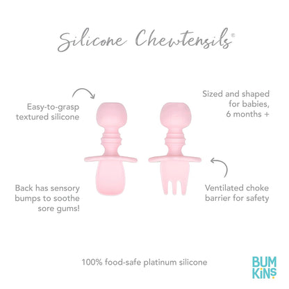 Bumkins Baby Utensils Set, Chewtensils Silicone Spoons for Dipping, Self-Feeding, Baby Led Weaning