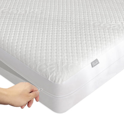 Full Size Mattress Protector with Zipper - 100% Waterproof Zippered Mattress Cover - Soft & Cooling