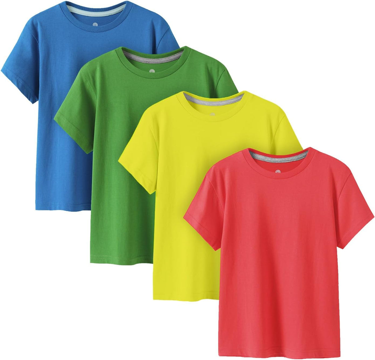 LAPASA Kids T-Shirts Short Sleeve (4 Pack) 100% Cotton Plain Top Tees Boy & Girl Unisex Toddler