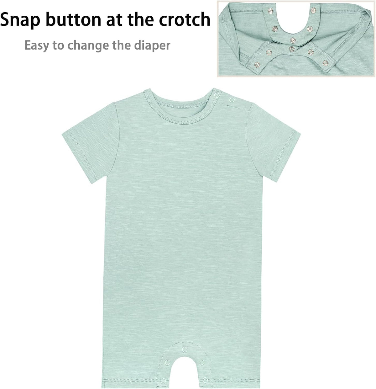 GUISBY Baby Short Sleeve Bodysuit Snap Crotch Closure Cotton Pajamas for Baby 3-Packs