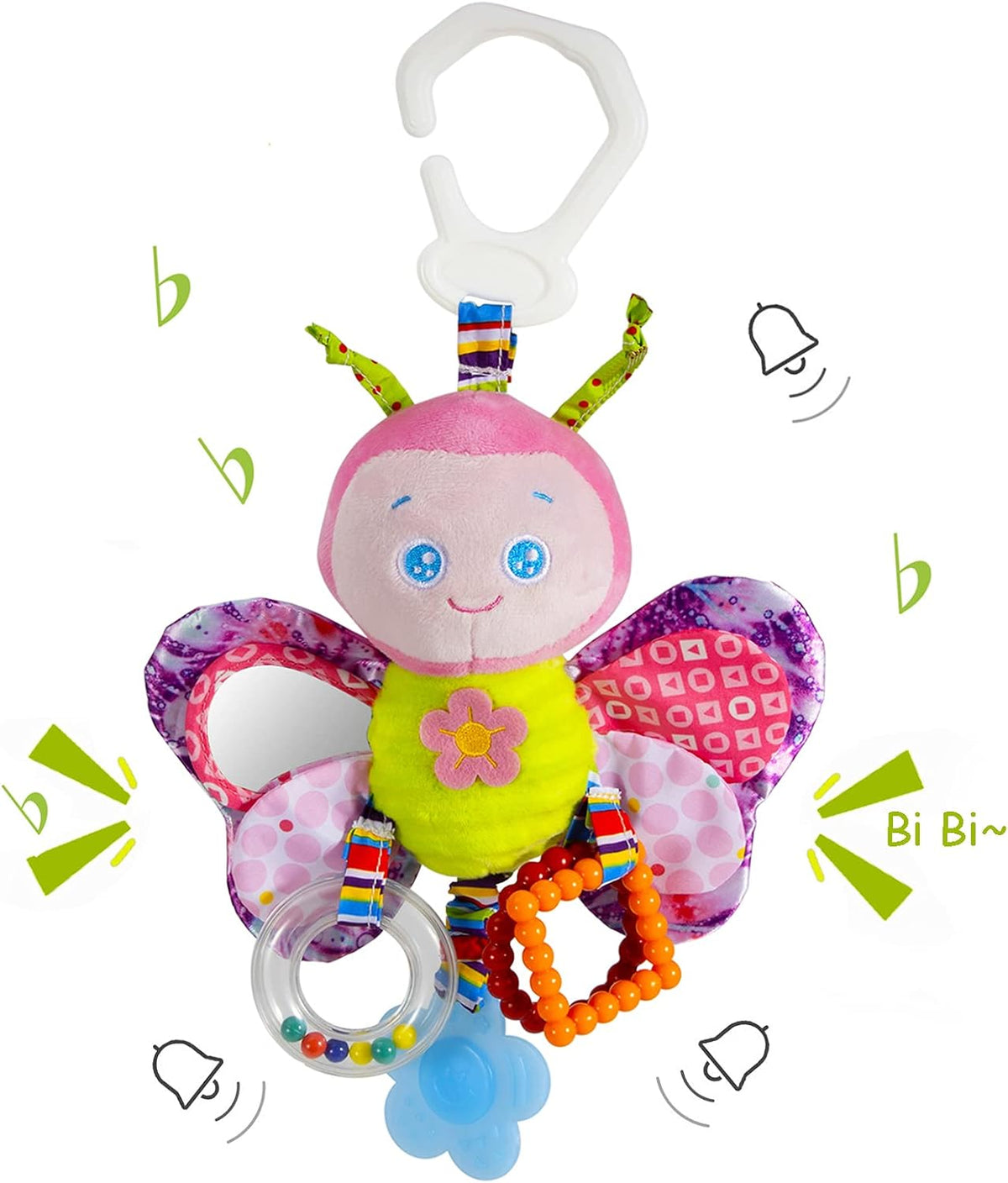 Baby Stroller Toy and Car Seat Toy for Infant with Teether Hanging Rattle Toys Clip on Stroller Toy