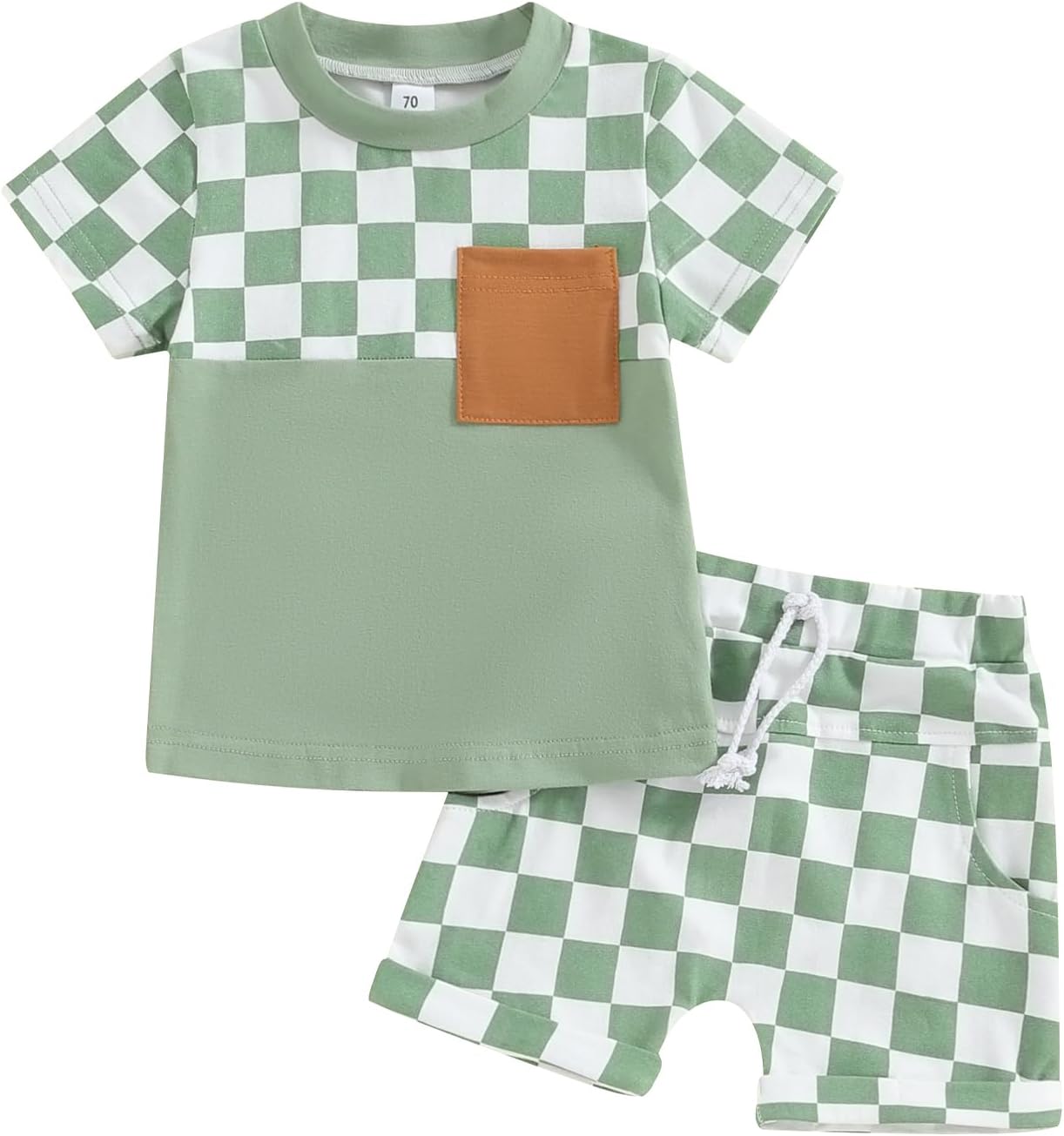 fhutpw Baby Toddler Boy Clothes Summer Outfits 6 12 18 24 Months Patchwork Short Sleeve T Shirt &