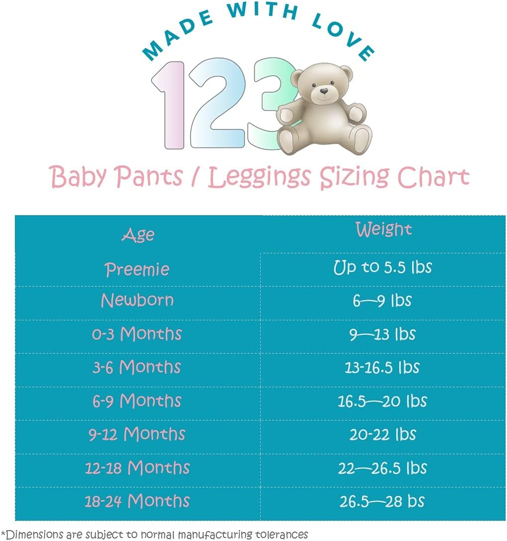 123 Bear Infant and Toddler Soft Cotton Spandex Boys and Girls Pants Multipacks