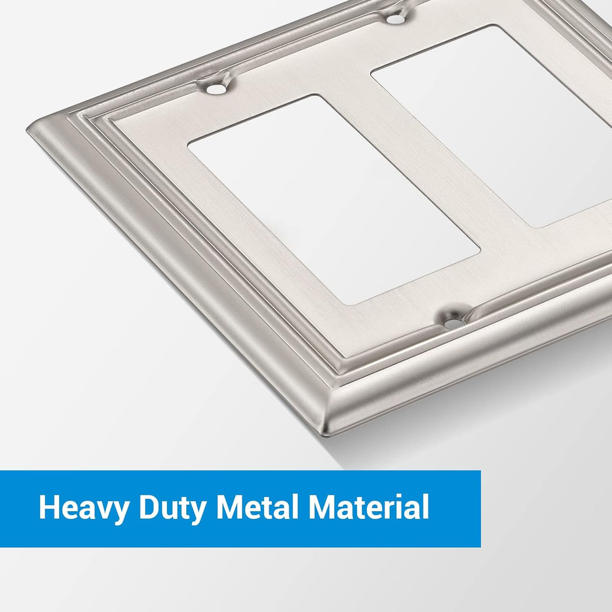 DEWENWILS Double Decorator Wall Plates, Brushed Nickel Outlet Covers, Metal Face Plates for