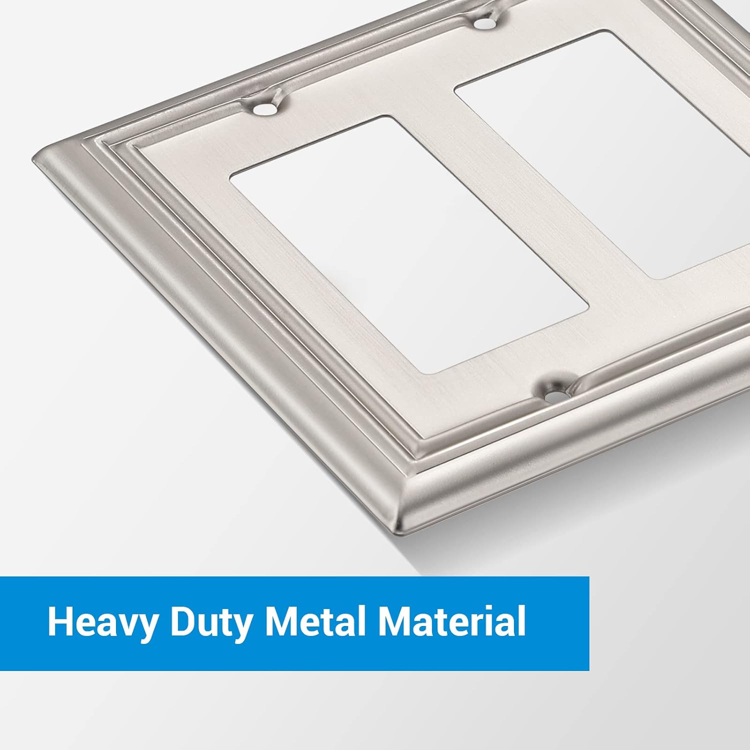DEWENWILS Double Decorator Wall Plates, Brushed Nickel Outlet Covers, Metal Face Plates for