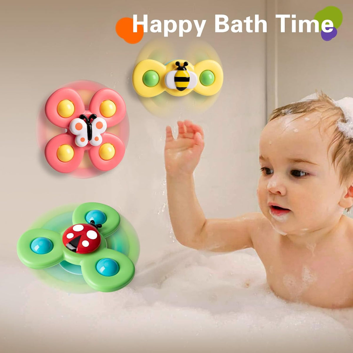 3PCS Suction Cup Spinner Toys for 1 2 Year Old Boys Spinning Toys 12-18 Months Sensory Toys for