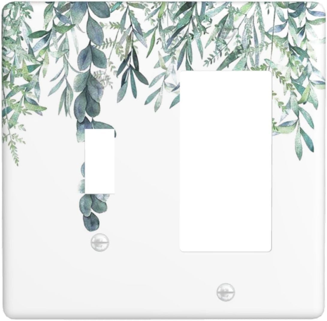Eucalyptus Leaves Greenery Vine Flowers Simplicity Outlet Covers 1 Toggle 1 Rocker Combination