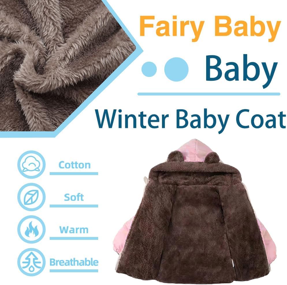 Fairy Baby Infant Baby Winter Coat Cute Teddy Bear Hooded Jacket Warm Fleece Outerwear Windproof