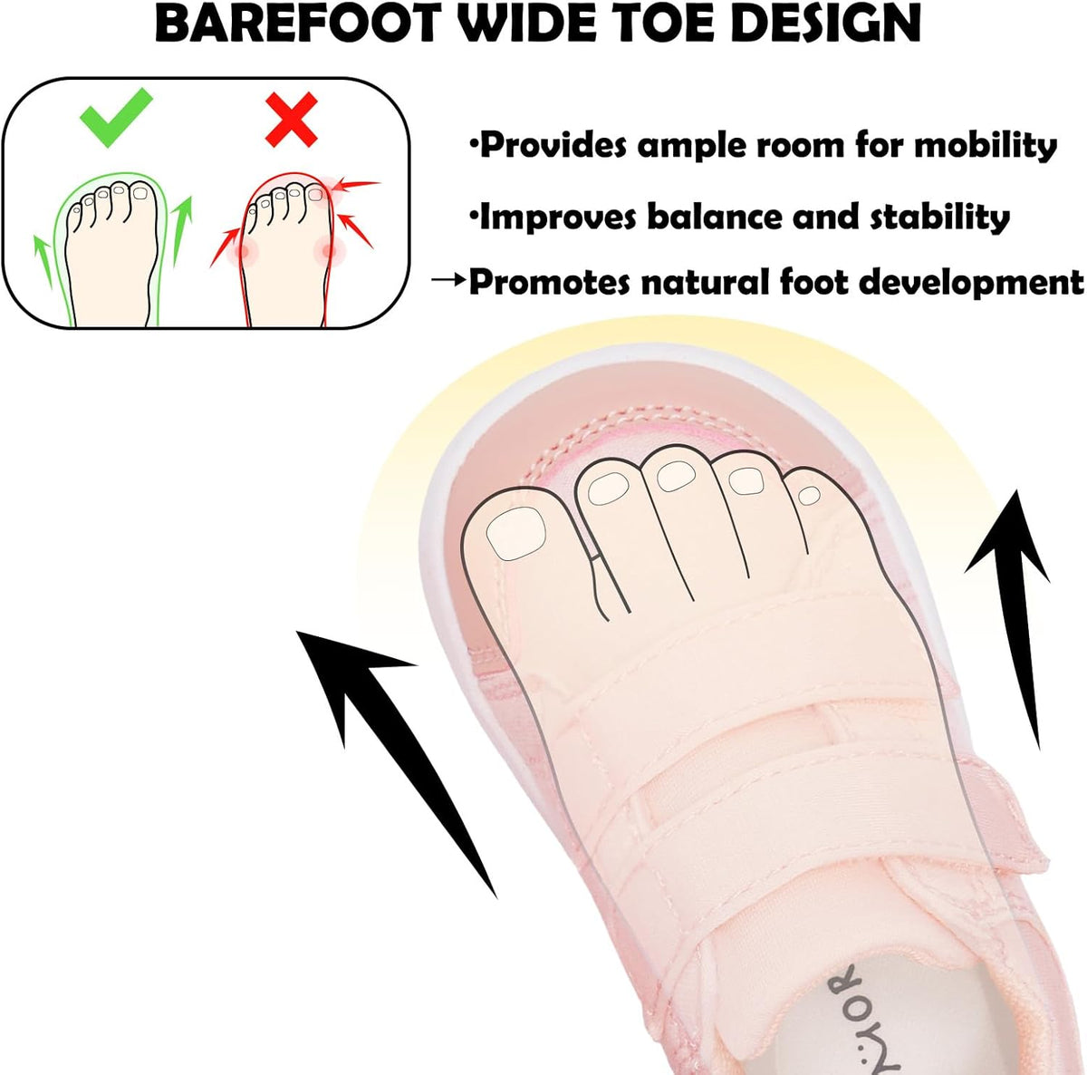 MORENDL Wide Toe Box Shoes Toddler Barefoot Shoes Baby Walking Shoe Boy Girl Non-Slip Zero Drop