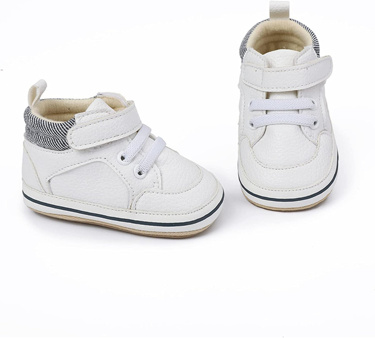 SOFMUO Baby Boys Girls High Top Ankle PU Leather Sneakers Soft Rubber Sole Infant Moccasins Newborn