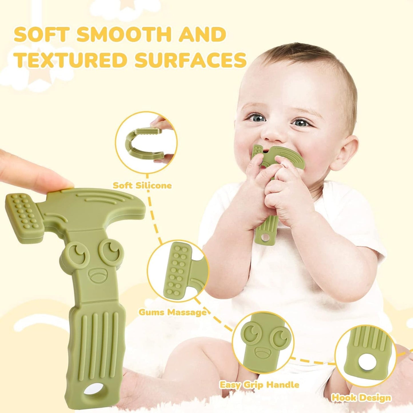 TYRY.HU Baby Teething Toys for Babies 0-6 Months 6-12 Months, BPA Free Silicone Baby Molar Teether
