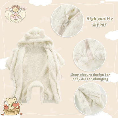 UVIPC Baby Newborn Bear Outfit Fleece Snowsuit Winter Clothes Hooded Jumpsuit Romper for Baby boy