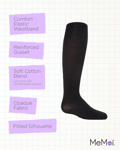 MeMoi Soft Pima Cotton Tights for Girls, Soft and Lightweight Opaque Tights for girls - Sizes 8 to