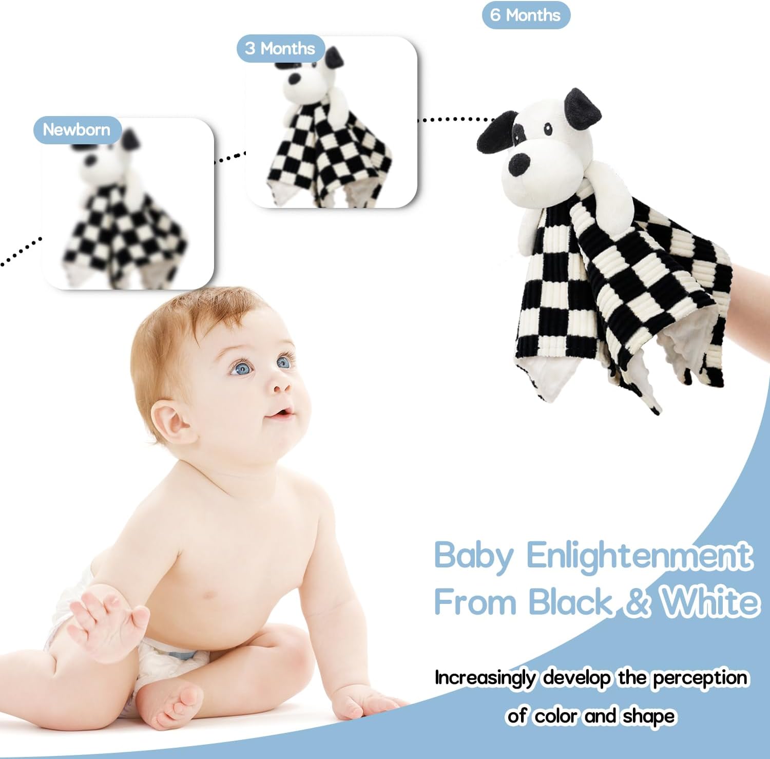 Baby Security Blanket for Boys Girls, High Contrast Super Soft 3D Checkerboard Gingham with Minky