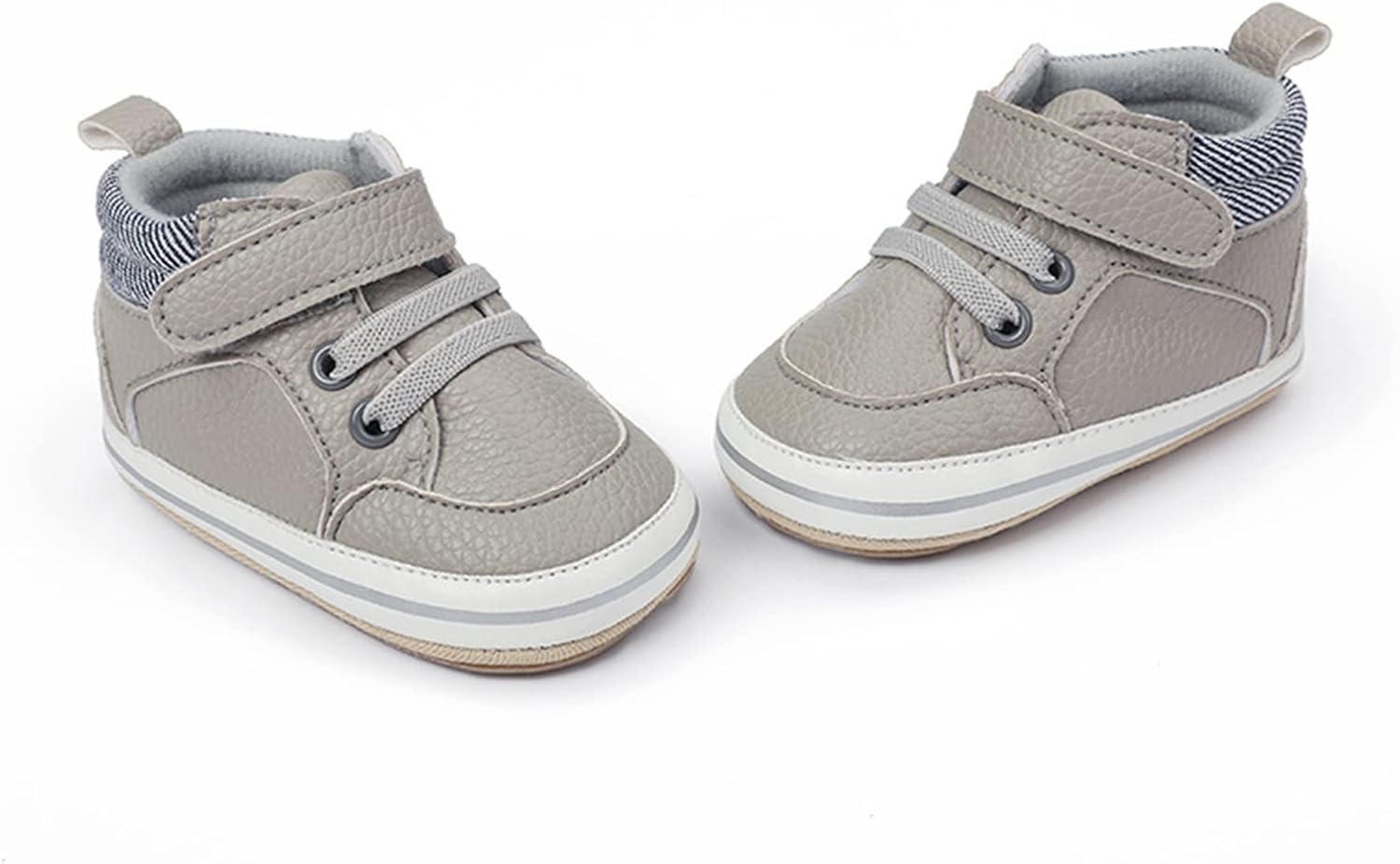 SOFMUO Baby Boys Girls High Top Ankle PU Leather Sneakers Soft Rubber Sole Infant Moccasins Newborn