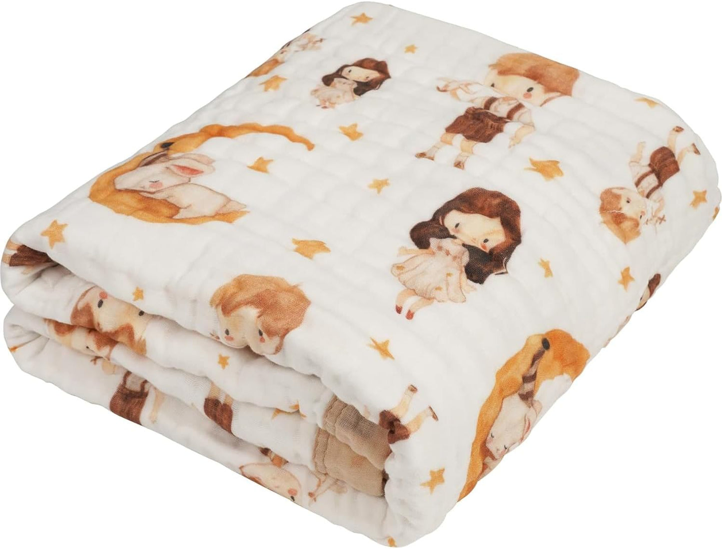 Organic Cotton Muslin Baby Blanket for Boys and Girls - Luxurious Soft Toddler Quilt for Swaddling