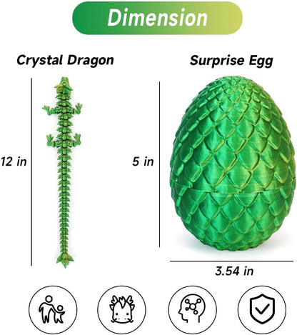 3D Printed Dragon Egg, Mystery Crystal Dragon Egg Fidget Toys Surprise, Articulated Crystal Dragon