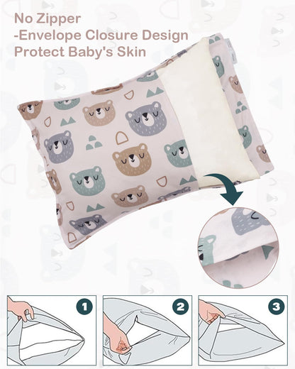 ALVABABY Toddler Pillowcases Stretchy Soft Kids Pillow Cover 2 Pack Fit 13"x 18" or 12"x16"