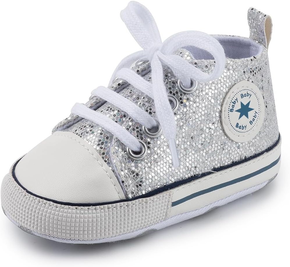 Unisex Baby Girls Boys Canvas High-top Shoes, Newborn Infant Anti-Slip Soft Sole Frist Walking