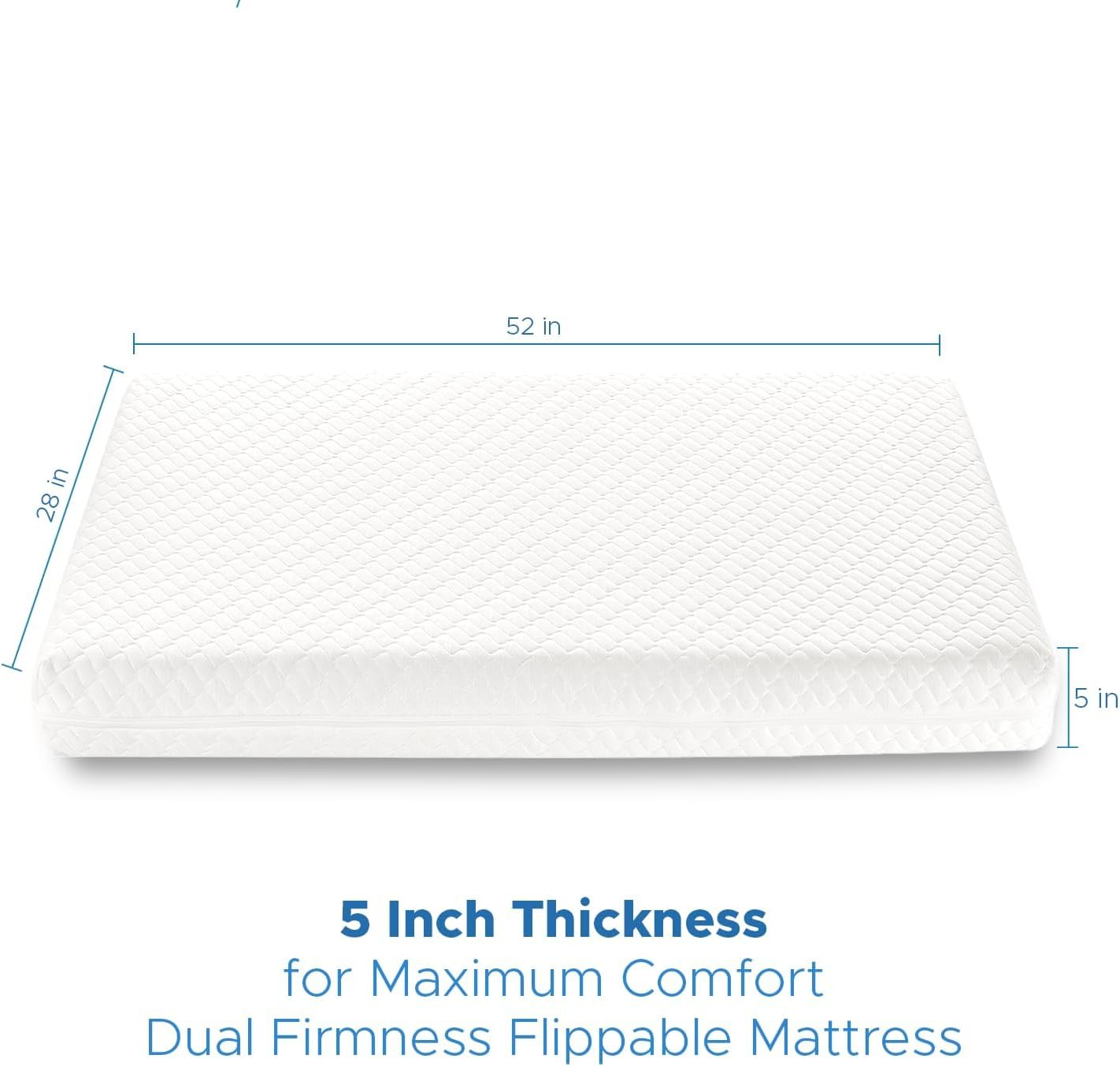 Crib Mattress, Dual-Sided Breathable Baby and Toddler Memory Foam Mattress with Removable and