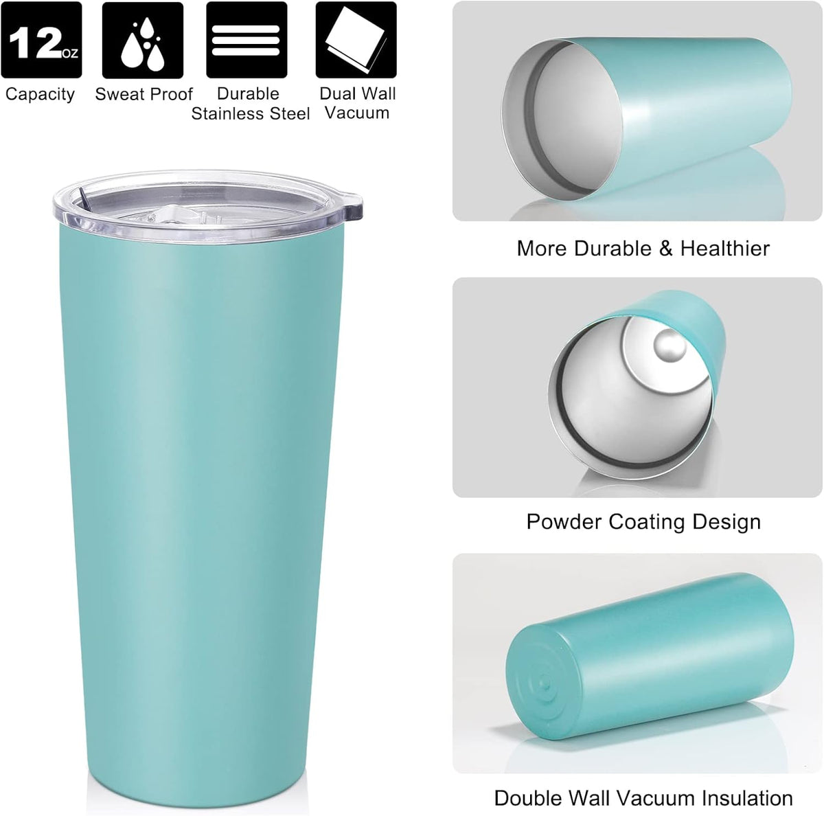VEGOND 20oz Tumbler Bulk with Lid and Straw 12 Pack, Stainless Steel Vacuum Insulated Tumbler
