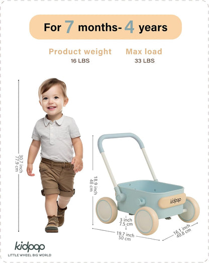 Kidpop PULA 2-in-1 Push and Pull-Along Wagon, Baby Push Walker for First Learner from 7 Month to 4