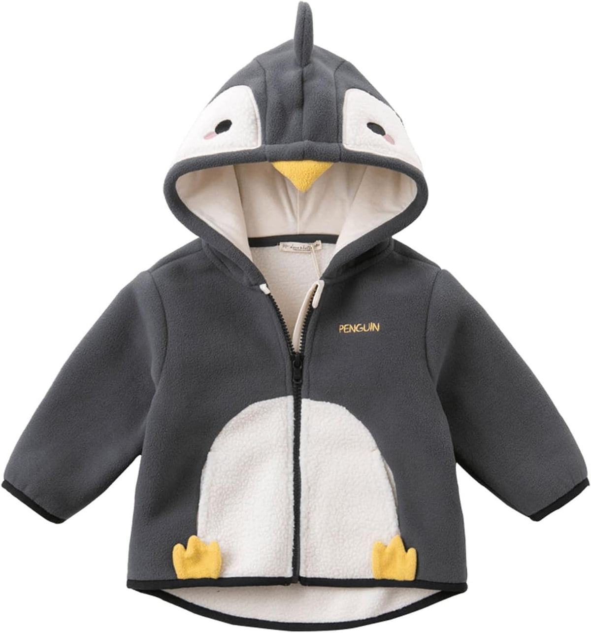 DAVE&BELLA Toddler Fleece Jacket, Baby Boys Girls Animal-shaped Hooded Zipper Long Sleeve Warm