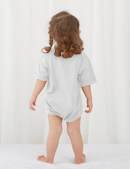 Jimonda Baby Bubble Romper Boy Girl Solid Color T-Shirt Outfits Short Sleeve Bodysuit Organic