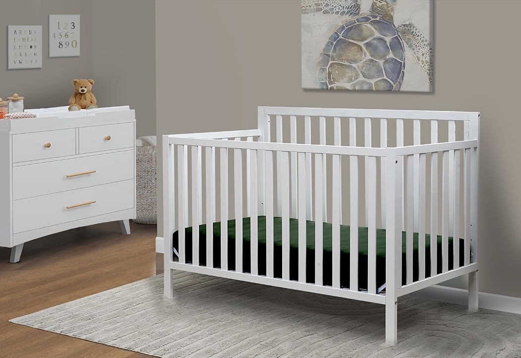 Sorelle Essex Euro 4-in-1 Convertible Crib & Changer – Nursery Furniture Set, Wooden Baby Crib with