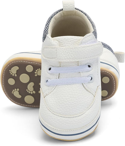 Baby Boys Girls Non-Slip Rubber Sole High-Top PU Leather Infant Sneakers Toddler Crib First Walker