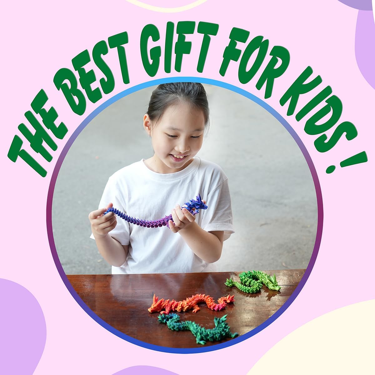 12" 3D Printed Dragon, Articulated Dragon, Crystal Dragon, Dragon Fidget Toy, Home Office Decor