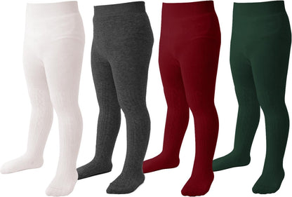 Marchare Baby Girls Tights Thick Solid Cable Knit Leggings Winter Warm Stockings For Toddler Girls