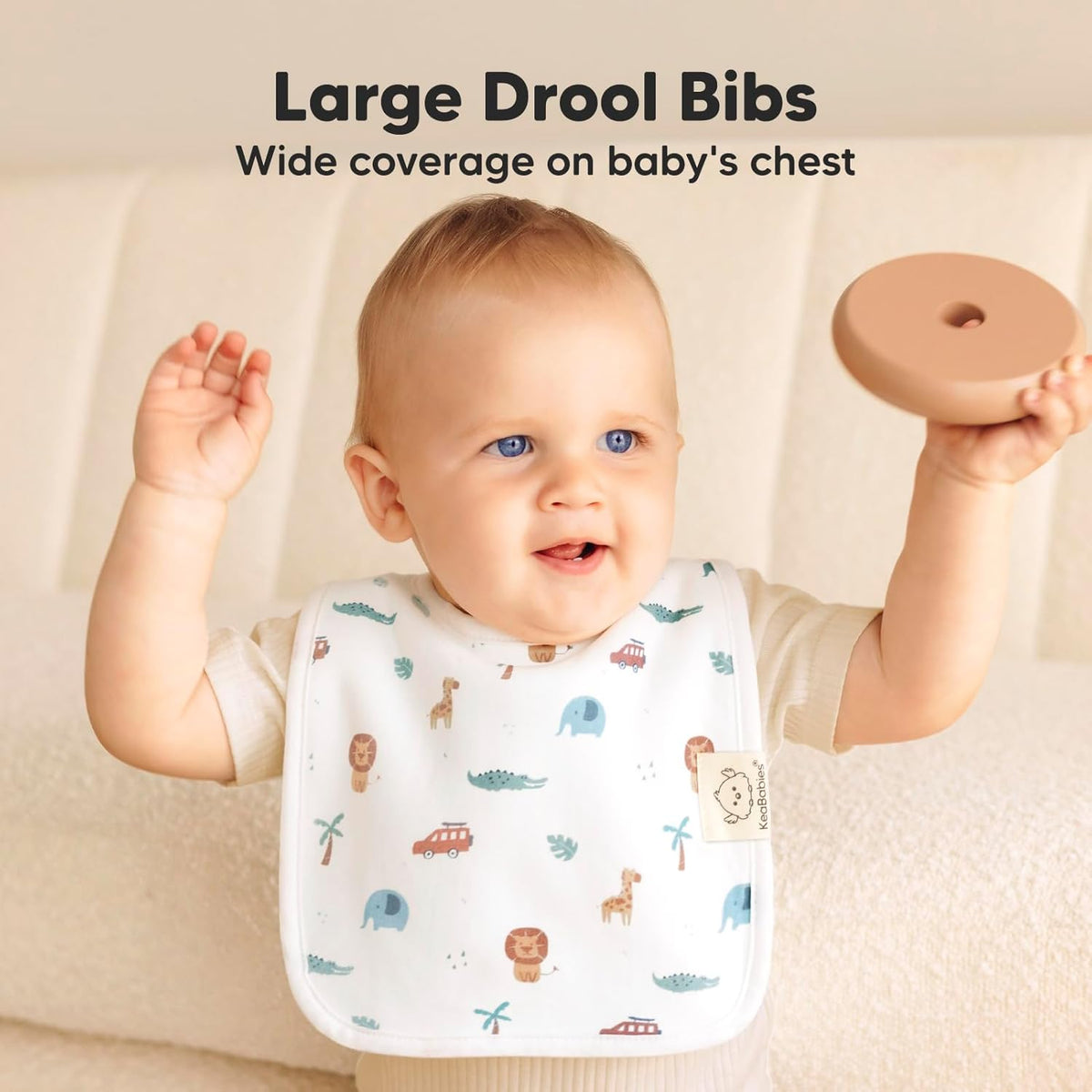 KeaBabies 8-Pack Organic Baby Bibs for Boys, Girls - Super Absorbent Cotton Drool Bibs for Baby