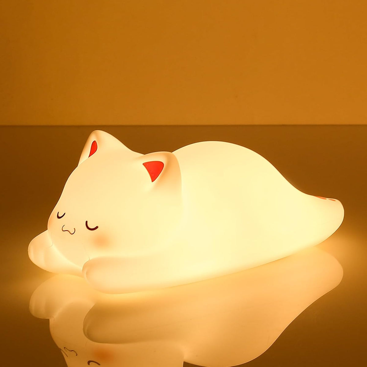 LOVERUIS Cute Night Light for Kids Cat Night-Light Baby Girl Squishy NightLight 1/3 Hour Timer