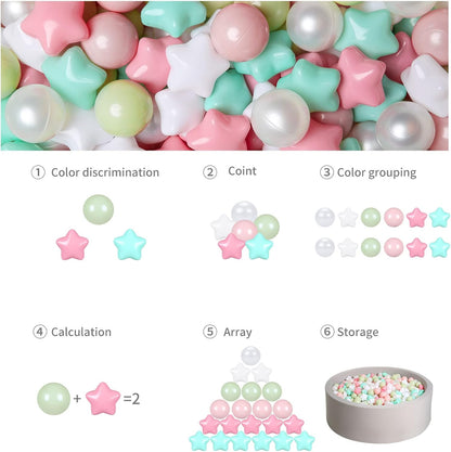 GOGOSO Ball Pits Balls for Toddlers Pack of 50 100 200 Plastics Shape Ball Non-Phthalate Non-BPA